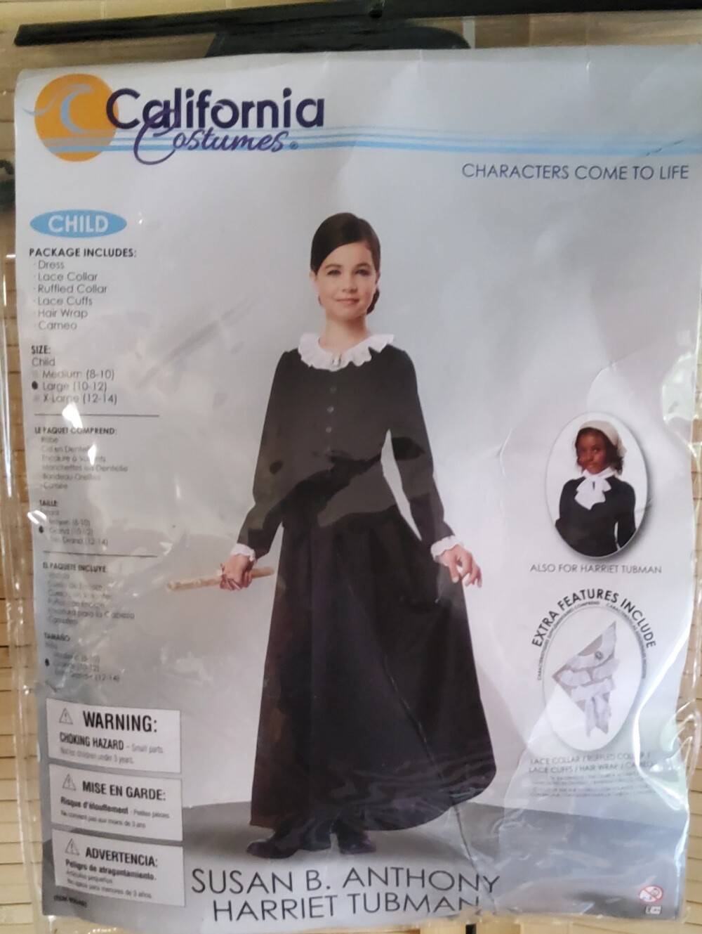 California Costumes Susan B. Anthony / Harriet Tubman Kids Black Costume